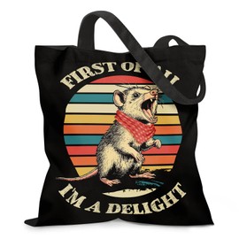 Ialtsidws Funny Possum Tote Bag, Cute Reusable Cotton Bags, Possums Themed Gift, Opossum Lovers Grocery Shopping Handbag For Work, Travel, Daily Essentials