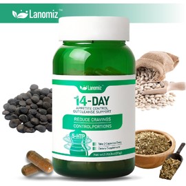 14-Day Appetite & Craving Support Supplement – Gut Health Complex with Delayed-Release Probiotics, White Kidney Bean & 5-HTP, 60 Vegetarian Capsules