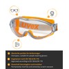 Uvex Ultrasonic Supravision Excellence Safety Glasses - Clear/Grey-Orange