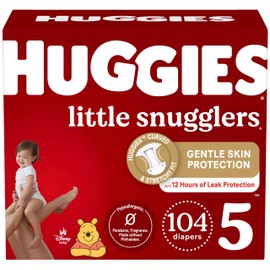 Huggies Size 5 Diapers, Little Snugglers Baby Diapers, Size 5 (27+ lbs), 104 Count