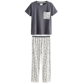 NEXT Short Sleeve Cotton Pyjamas, Charcoal Hamish The Highland Cow, XXL