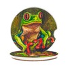 Cute Tree Frog Green Wild Animal Car Coasters,Ceramic Absorbent Cup