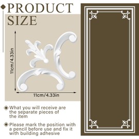 Pangda 4 Pcs Corner Wall Molding French Style Wainscoting Panels Flora Moulding Corner Panel Moulding Corners Wall Molding Kit for Frames Decor, Not Include Glue (Fleur De Lis Style)