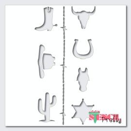 Texas Cactus Bull Horn & Horse Cowboy Stencil Best Vinyl Large Stencils for Painting on Wood, Canvas, Wall, etc.-XL3 (16" x 30")| Ultra Thick Exhibit Grade White Color Material
