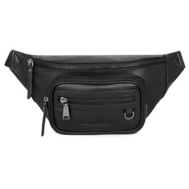 Marc Peter® Varadero Leather Bum Bag, Belt Bag, Leather Bum Bag with Interchangeable Strap, Crossbody Leather Bag, Hip Bag, Leather Belt Bag, Cross Bag, black, Waistpack