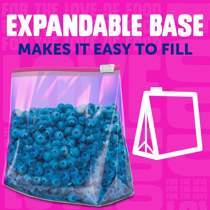 Ziploc Quart Food Storage Slider Bags, Power Shield Technology for
