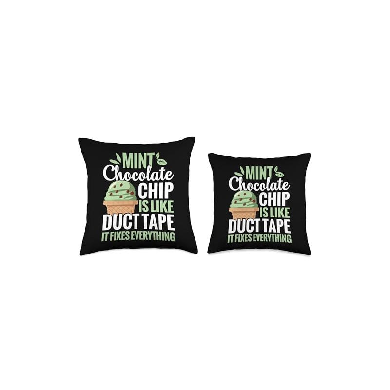 Mint Chocolate Chip Scoop Waffle Cone Ice Cream Mint Throw