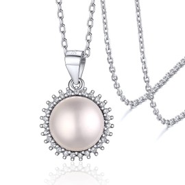 Silvora Pearl Pendant Necklace Teardrop Freshwater Cultured Pearl Necklace with Pendant 925 Silver Pearl Women's Necklace Pendant 45 cm Chain Length in Silver, 18 K Gold-Plated, Rose Gold, Lead,