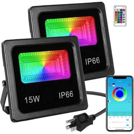 150W Led Color Changing Flood Lights Multi Colors RGB Uplighting with Remote, IP66 Waterproof Stage Light, Dimmable Colored LED Lights , Floor Lights for Christmas Party Outdoor Indoor Decor - 2 Pack