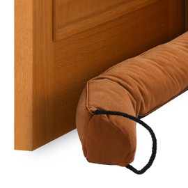 uxcell Door Sweep for Bottom of Doors, 24" x 3" Door Draft Stopper with Hanging Loops Weather Stripping Machine Washable for Windows Blocker Dust Cold Heat Noise, Brown