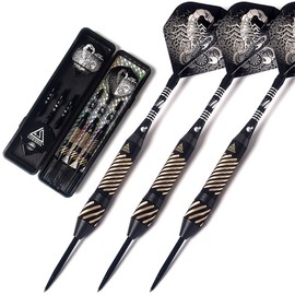 CUESOUL Black Scorpion 22 Grams Steel Tip Darts Unique Styles Brass Barrels Durable Shafts Flights Case Portable Darts Set(HX-SL-F3106)
