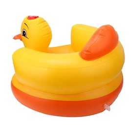 Inflatable Children's Chair, 0.25 mm PVC Environment Cute Yellow Duck Inflatable Training Seat Air Sofa Children Bath Stool Safety Back Seat for Toddlers 60 kg Load Capacity (Oval)