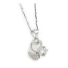 Fairy Heart Swan Motif Necklace W Swan Heart CZ Diamond