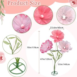 5.9 Ft Giant Flowers for Decoration, Large Paper Artificial Flowers, Standing Huge Handcrafted Flowers for Wedding, Hotel, Office, Photography Props, Art Gallery, Shop Window Display(Pink Series)