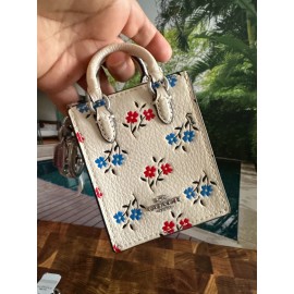 Coach NWT Coach North/South Mini Tote Bag Charm With Floral Print cu545