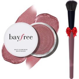 bayfree Multi Cream Blush & Blush Brush Set, Korean Makeup Blush for Cheeks, Multi-Use Face Balm, Lightweight & Hydrating, Blendable Color, Non-Greasy, Soft Bristles for Radiant Finish (Pink Camellia)
