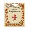 Confirmation Day Lapel Pin Brooch - Red Dove with Gold