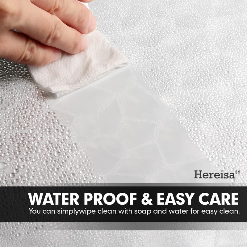 Hereisa 3D Water Cube Shower Curtain Liner (Clear, Narrow |