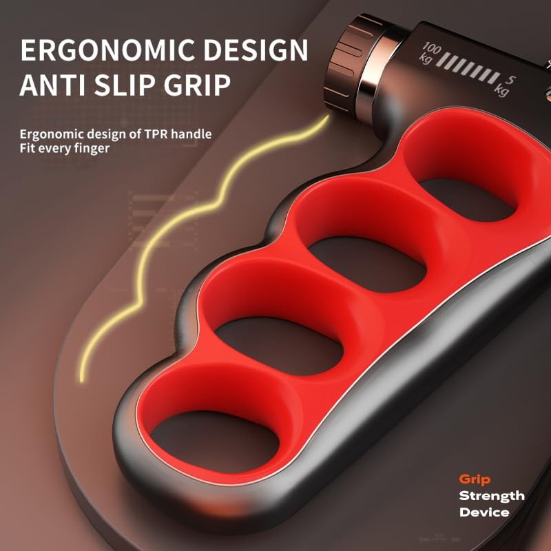 Adjustable Hand Grip Strengthener 11-220Lbs/100KG with Auto Counter - Forearm