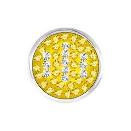 Andante Glitter Chunk Click Button Popper with Sparkling Rhinestones (Yellow/White) for Chunk Bracelets, Chunk Rings and Other Chunk Accessories, Rhinestone