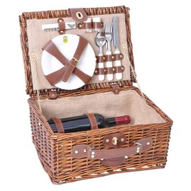 Les Jardins de la Comtesse - Picnic Basket for 2 people "Saint Michel", complete, size : 38 x 28 x 18 cm