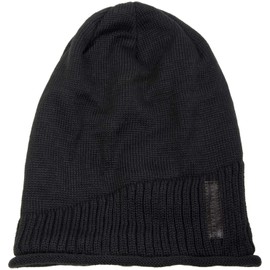 styleBREAKER Warm fine knit beanie hat with very soft fleece lining, unisex 04024065, black