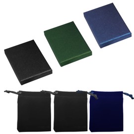 3pcs Jewelry Gift Box with 3pcs Velvet Bag, 7*9*1.5cm Jewelry Box, Earrings, Rings, Bracelets, Necklaces, Accessories Gift Box, Suitable for Anniversaries, Birthdays, Weddings, Christmas, Etc.