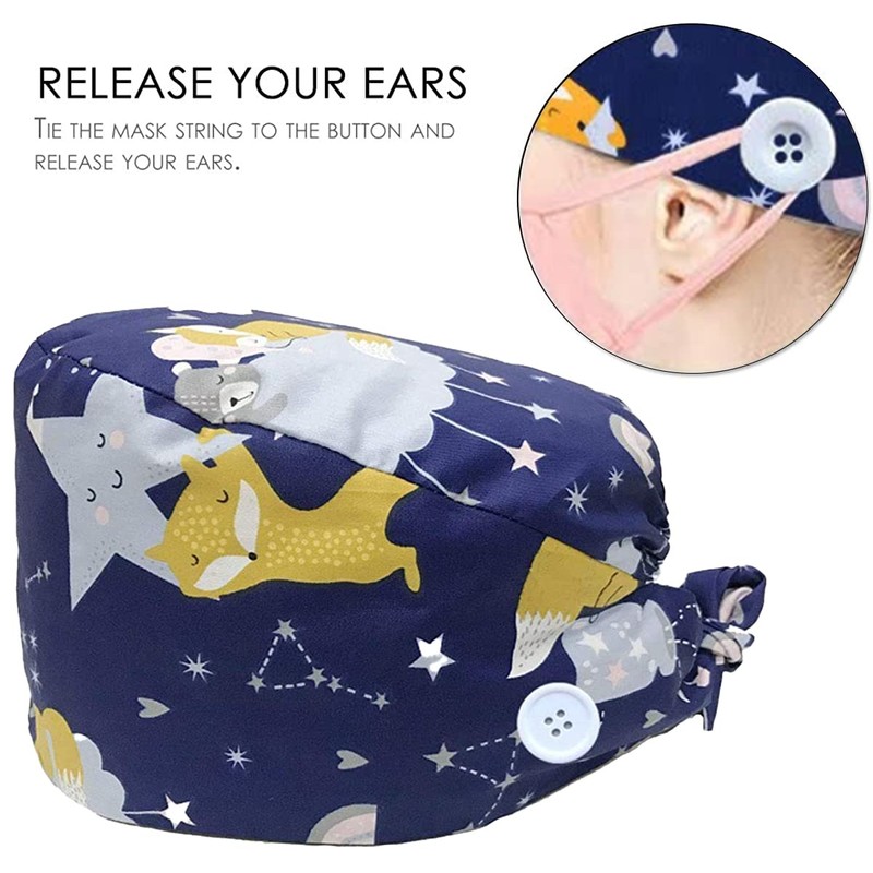 crazy bean 100% Cotton Adjustable Work Hat with Buttons Printed