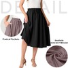 FREEOAK Petite Women's High Waisted A-Line Midi Skirt Summer Beach