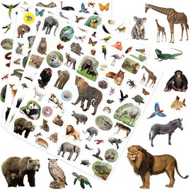 Fancy Land Animal Stickers Jungle Animal Sticker for Kids 8 Sheets Wild Safari Themed Decals for Scrapbooking Water Bottles Envelopes Decor Party Favors 400Pcs