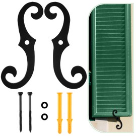 Black S Style Shutter Dogs Hardware Decorative Shutter Dog Holders with Attachment Hardware 6.5 Inches External Shutters Tieback for Exterior Decorative Shutters(2 Pack,Iron)