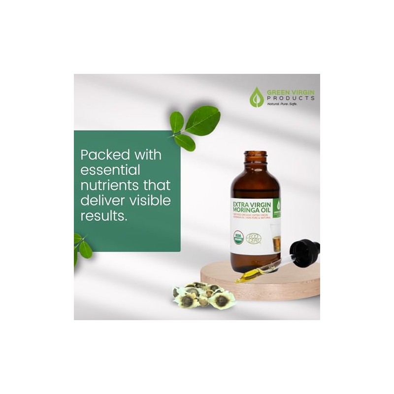 Moringa Oil, Cold Pressed 100% Pure, Food Grade