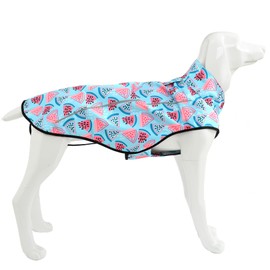 Mile High Life | Dog Raincoat | Adjustable Water Proof Pet Clothes | Lightweight Rain Jacket with Reflective Strip | Easy Step in Closure, Light Blue Watermelon, Medium