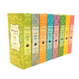 Harmony Organic Spring Tea Library, 80 Bags, 8 Blends, 5.64 oz - GIFT BOXED