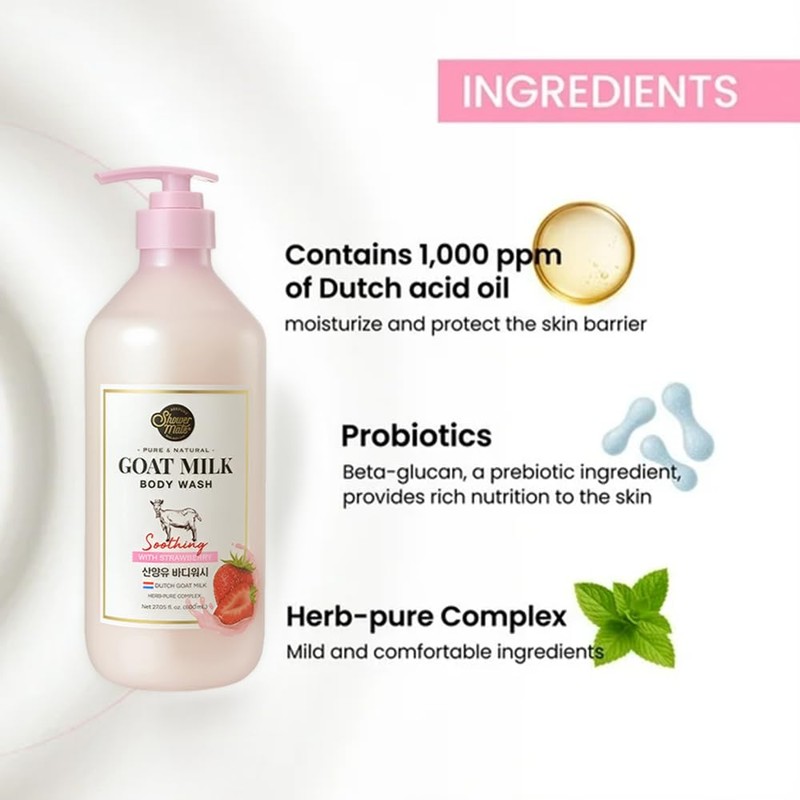 SHOWERMATE Goat Milk Body Wash Strawberry 27 fl oz /