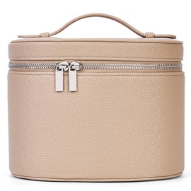 YFGBCX Makeup Bag Vanity Case with Removable Divider Travel Toiletry Bag Portable Cosmetic Bag Makeup Organizer Case, Nude