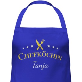 Geschenk mit Namen personalisiert by Shirtracer - Apron - Cooking Apron Women - Chef with Name, 4 Royal Blue