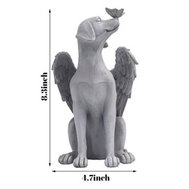 NICEYEA Angel Dog Cat Statue Dog Figurine Garden Decoration Statue Pet Memorial Grave Marker Tribute Statue Resin Grave Ornament Memorial Stone Memorial Statue Cemetery Decor