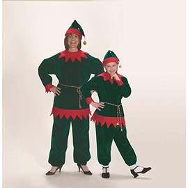Costume SuperCenter 4 Piece Red and Green Velvet Christmas Elf Suit – Adult Size Medium