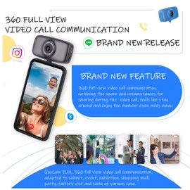 Kandao QooCam FUN Black [USB-C], a kind of 360 camera live stream on social media Smartphone camera with 4K capture vlog and Auto editing on Smartphone apps.