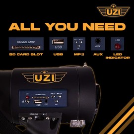 Uzi High Power Loud Big Bluetooth Megaphone 50W, Professional Bullhorn Megaphone Used by First Responders, Police & Agencies, Rechargeable Battery, PA System, Outdoor Activities - Round Shaped