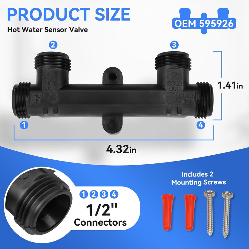 595926 Replacement Sensor Valve for Instant Hot Water Recirculating Pump
