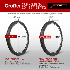 Fincci MTB Tyres 27.5 x 2.35 Inch 60-584 Foldable Maori Bicycle Tyre 27 5 Inch for Road Bike Mountain Bike Mud Dirt Offroad Bicycle Coat 27.5 x 2.35