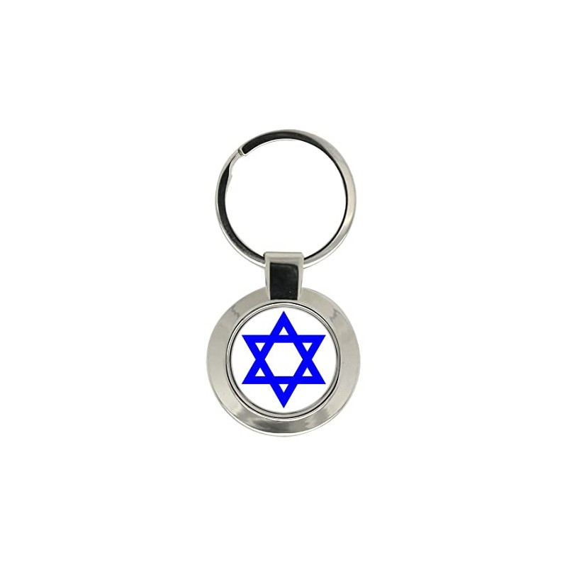 Giftshop UK Star Of David Jewish Keyring, Silver tone metal