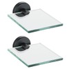 JQK Small Floating Glass Shelves Black, 4 Inch Display Ledges