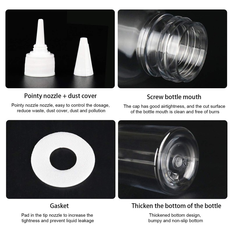 TRENDBOX 1oz / 30ml Plastic Bottle Pointed Mouth Top Cap