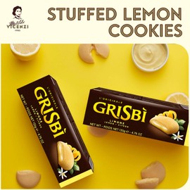 Grisbi Lemon Shortbread by Pasticceria Matilde Vicenzi, Sweet Lemon Cream Filled Patisserie Pastry Cookie, All-Natural, Kosher Dairy, Made in Italy, 4.76oz (135g) Box, 4-Pack
