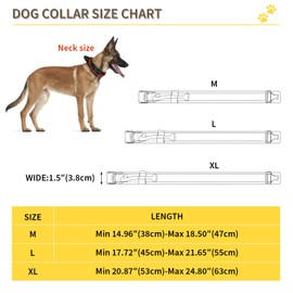 Huntvp Tactical Dog Collar, Adjustable with Nylon Control Handle, Padded Metal Buckle for Medium and Large Dogs for Hunting, Training, Leisure, Outdoor