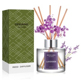 Fresh Lavender Reed Diffuser Set - 3.38 fl oz (100ml) Essential Oil with 6 Reed Sticks | Home & Bathroom Decor