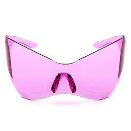 Melpomenia Oversized Futuristic Sunglasses for Men Women Alien Wrap Around Shield Fashion Chic Mask Sun Glasses Shades(Purple)